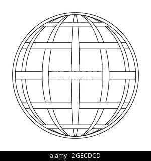 Méridien et parallèle entrelacés du globe de la grille terrestre, du globe de la ligne de champ à la surface du méridien et du vecteur parallèle Illustration de Vecteur