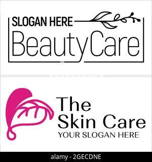 Le logo en forme de feuille pour les soins de beauté cosmétiques Illustration de Vecteur