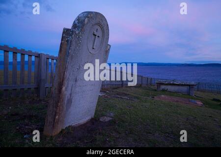 Gravestone (1848) cimetière Darlington - Parc national de l'île Maria - Tasmanie - Australie Banque D'Images