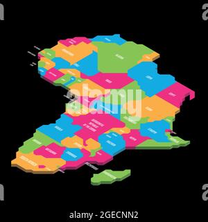 Carte politique isométrique de l'Afrique. Terre colorée avec des noms de pays sur fond blanc. Illustration vectorielle 3D Illustration de Vecteur