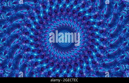 de nombreux tuyaux flexibles tressés en acier inoxydable sont des motifs abstraits complexes et des motifs en lumière bleue Banque D'Images