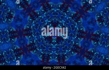 Motif Ikat marin sans coutures bleu océan. Mosaïque céramique répétée. Bannière Indigo. Bleu infini sur fond blanc Ikat dessiné à la main. Bleu marine aquarelle Banque D'Images