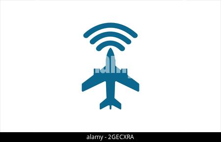 Emplacement de la zone Wi-Fi en avion ou à l'aéroport. Illustration vectorielle du symbole avion du réseau wifi disponible. Icône Plan. Logo de voyage Illustration de Vecteur