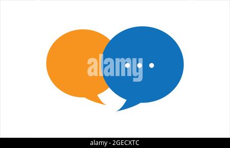 Message logo jaune et bleu plat design deux messages parler logo icône Illustration de Vecteur