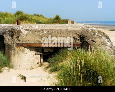 Bunker allemand, vestiges de l'Atlantique Wakll, Utah Beach, département de la Manche, Cotentin, région normande, France Banque D'Images