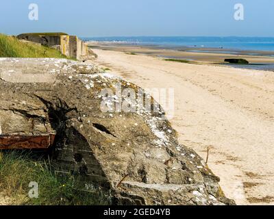 Bunker allemand, vestiges de l'Atlantique Wakll, Utah Beach, département de la Manche, Cotentin, région normande, France Banque D'Images