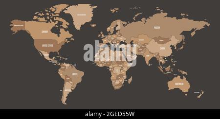 Carte schématique simplifiée du monde. Carte politique des pays aux frontières généralisées. Illustration simple à vecteur plat Illustration de Vecteur