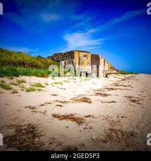 Bunker allemand, vestiges de l'Atlantique Wakll, Utah Beach, département de la Manche, Cotentin, région normande, France Banque D'Images