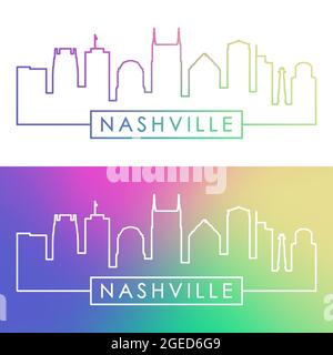 Horizon de Nashville. Style linéaire coloré. Fichier vectoriel modifiable. Illustration de Vecteur