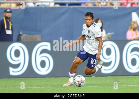 18 août 2021 ; Foxborough, ma, États-Unis ; D.C. United Edison Flores (10) en action lors d'un match MLS entre D.C. United et la révolution de la Nouvelle-Angleterre au stade Gillette. Anthony Nesmith/CSM Banque D'Images