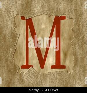 Monogramme de caractère majuscule M , Design: Encadré Banque D'Images