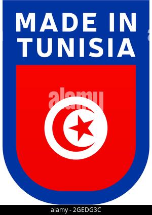 Fabriqué en icône de tunisie. Autocollant du drapeau national du pays. Illustration vectorielle icône simple avec indicateur Illustration de Vecteur