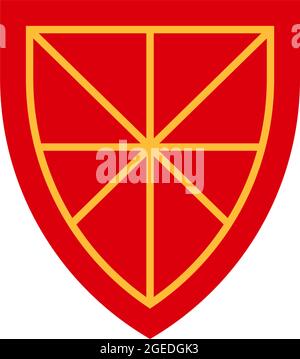 Icône de bouclier médiéval. Illustration vectorielle dessin animé plat icône de protection de bouclier. Panneau d'équipement de défense Illustration de Vecteur