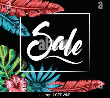 bannière publicitaire vente jungle punk bannières pour les médias sociaux, acide la composition tropicale pour décorer votre design, social media frame mockup Illustration de Vecteur