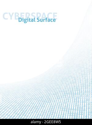 Surface numérique incurvée avec code binaire dans le cyberespace. Motif graphique vectoriel de perspective Illustration de Vecteur
