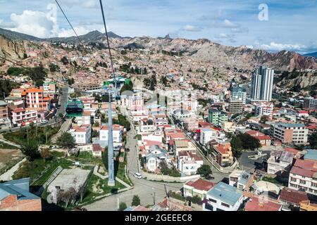 Vue aérienne de la Paz depuis Teleferico (téléphérique), Bolivie Banque D'Images