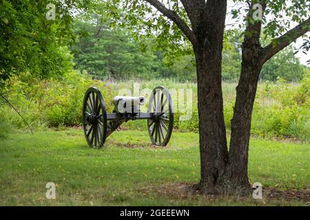 République, Missouri - Artillerie sur Bloody Hill au champ de bataille national de Wilson Creek, site d'une bataille de 1861 dans la guerre de Sécession. Banque D'Images