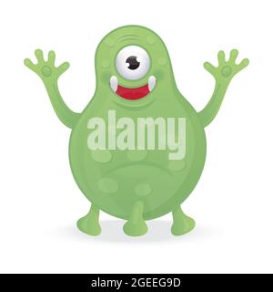 Joyeux Halloween vecteur. Monstre coloré, personnage de yeti et visage dans un style de dessin animé. Drôle, les yeux fous, la langue, la dent. Kawaii enfant de goblin effrayant. Illustration de Vecteur