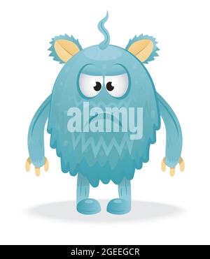 Joyeux Halloween vecteur. Monstre coloré, personnage de yeti et visage dans un style de dessin animé. Drôle, les yeux fous, la langue, la dent. Kawaii enfant de goblin effrayant. Illustration de Vecteur