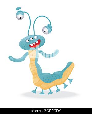 Joyeux Halloween vecteur. Monstre coloré, personnage de yeti et visage dans un style de dessin animé. Drôle, les yeux fous, la langue, la dent. Kawaii enfant de goblin effrayant. Illustration de Vecteur