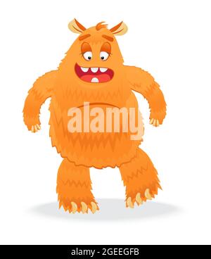 Joyeux Halloween vecteur. Monstre coloré, personnage de yeti et visage dans un style de dessin animé. Drôle, les yeux fous, la langue, la dent. Kawaii enfant de goblin effrayant. Illustration de Vecteur