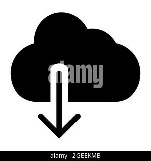 Icône vecteur de nuage avec flèche vers le bas - style de glyphe Illustration de Vecteur
