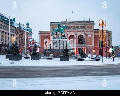 Statue de Gustav II Adolf située en face de l'Opéra royal de Suède à Stockholm, Suède Banque D'Images