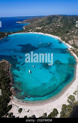 FRANCE. CORSE-DU-SUD (2A) BAIE DE RONDINARA (VUE AÉRIENNE) Banque D'Images