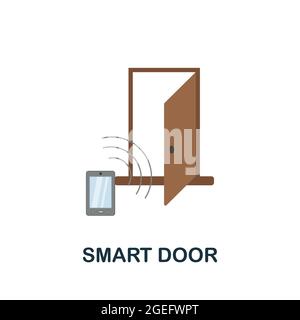 Icône Smart Door Flat. Panneau coloré de la collection de sécurité de la maison. Illustration de l'icône de la porte intelligente créative pour la conception Web, les infographies et bien plus encore Illustration de Vecteur
