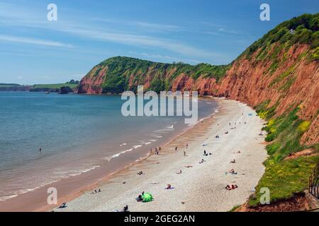 Jacob's Ladder Sidmouth plage vue de Connaught Gardens, Sidmouth, Jurassic Coast, Devon, Angleterre, Royaume-Uni, Europe Banque D'Images