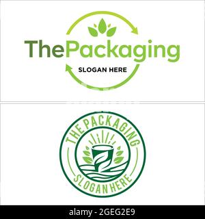L'emballage de l'industrie devient vert logo design Illustration de Vecteur