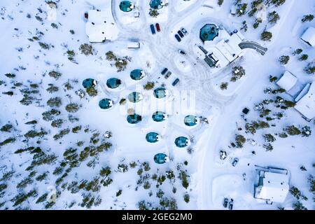 Aurora igloos hiver, en Laponie 01 Banque D'Images