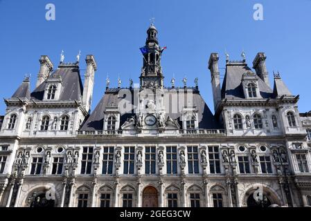 Paris (France) : l'Hôtel de ville dans le 4ème arrondissement (quartier) Banque D'Images