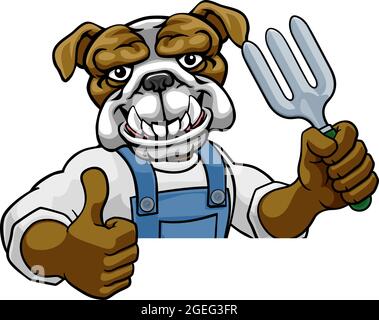 Animaux Jardinage Jardinier Bulldog Mascot Illustration de Vecteur