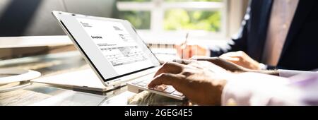 Document de facture numérique en ligne. Facture comptable Banque D'Images