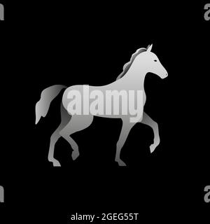 Silhouette d'un cheval gris debout. Profil de vue latérale du cheval. Illustration de Vecteur