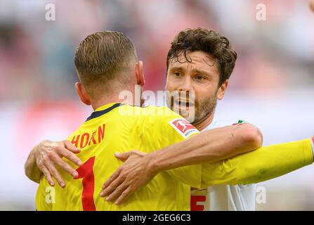 Finale jubilation Jonas HECTOR r. (K) avec corne de goalwart Timo (K), football 1. Bundesliga, 1er jour de match, FC Cologne (K) - Hertha BSC Berlin (B) 3: 1, le 15 août 2021 à Koeln/Allemagne. #DFL les règlements interdisent toute utilisation de photographies comme séquences d'images et/ou quasi-vidéo # Â Banque D'Images