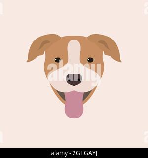 American Pitbull Terrier Portrait. Illustration vectorielle portrait de chien sur fond blanc. Illustration de Vecteur