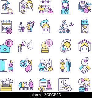 Jeu d'icônes de couleur RVB associées au congé de maternité Illustration de Vecteur