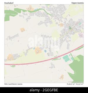 Etzelsdorf, district de Wels-Land, Autriche, haute-Autriche, N 48 10' 53'', E 13 53' 27'', carte, carte intemporelle publiée en 2021. Les voyageurs, les explorateurs et les aventuriers comme Florence Nightingale, David Livingstone, Ernest Shackleton, Lewis et Clark et Sherlock Holmes se sont appuyés sur des cartes pour planifier leurs voyages dans les coins les plus reculés du monde. Timeless Maps dresse la carte de la plupart des sites du monde, montrant ainsi la réalisation de grands rêves Banque D'Images