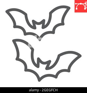 Icône de ligne de chauve-souris, vacances et halloween, icône de vecteur de chauves-souris, graphiques vectoriels, signe de contour de trait modifiable, eps 10. Illustration de Vecteur