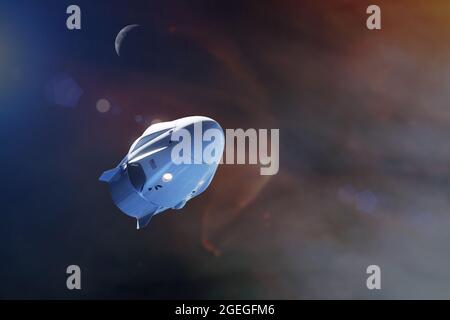 Vaisseau spatial dans un espace ouvert. Éléments de cette image fournis par la NASA. Banque D'Images