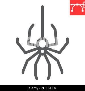 Icône de ligne d'araignée, arachnide et halloween, icône de vecteur d'araignée, graphiques de vecteur, signe de contour de contour modifiable, eps 10. Illustration de Vecteur