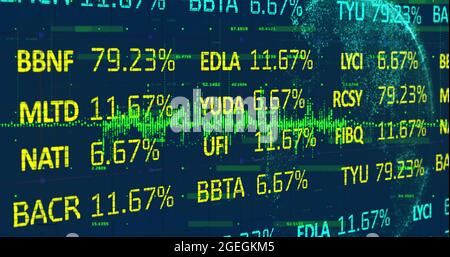 Traitement de données financières et statistiques contre la rotation de globe Banque D'Images