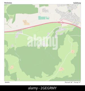 Weitwies, Autriche, Salzbourg, N 47 49' 36'', E 12 44' 0'', carte, carte intemporelle publiée en 2021. Les voyageurs, les explorateurs et les aventuriers comme Florence Nightingale, David Livingstone, Ernest Shackleton, Lewis et Clark et Sherlock Holmes se sont appuyés sur des cartes pour planifier leurs voyages dans les coins les plus reculés du monde. Timeless Maps dresse la carte de la plupart des sites du monde, montrant ainsi la réalisation de grands rêves Banque D'Images