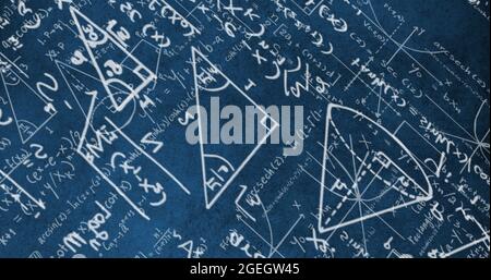 Illustration de formules mathématiques et de dessins écrits à la main Banque D'Images