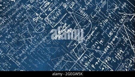 Illustration de formules mathématiques et de dessins écrits à la main Banque D'Images