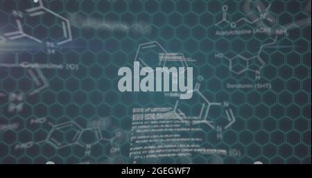 Image des nombres modifiant le traitement des données sur les structures chimiques Banque D'Images