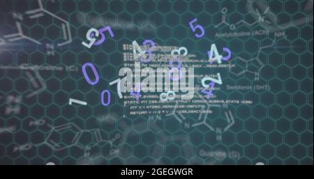 Image des nombres modifiant le traitement des données sur les structures chimiques Banque D'Images