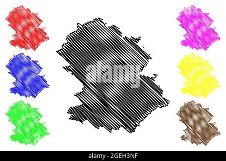 Hochtaunuskreis (République fédérale d'Allemagne, district rural région de Darmstadt, Etat de Hesse, Hesse, Hessia) carte illustration vectorielle, berceau Illustration de Vecteur
